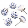 6 Pieces Vintage Shabby Knobs White And Blue Floral Hand Painted Ceramic Pumpkin Cupboard Wardrobe Cabinet Drawer Door Handles 