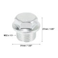 M22 X 1 5 Steel Engine Oil Drain Plug Screw With Seal Ring For Gm Silver Tone