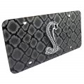 Ipick Image For Ford Mustang Cobra 3d Heavy-metal Logo On Snake-skin Black Acrylic License Plate