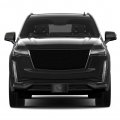 Ipick Image Made For Cadillac 3d Crest Logo In Gunmetal Dark Gray On Black Carbon Fiber Pattern Stainless Steel License Plate