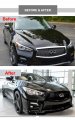 Fits For 2014-2017 Infiniti Q50 High Glossy Black Out Front Hood Upper Grill Grille Replacement