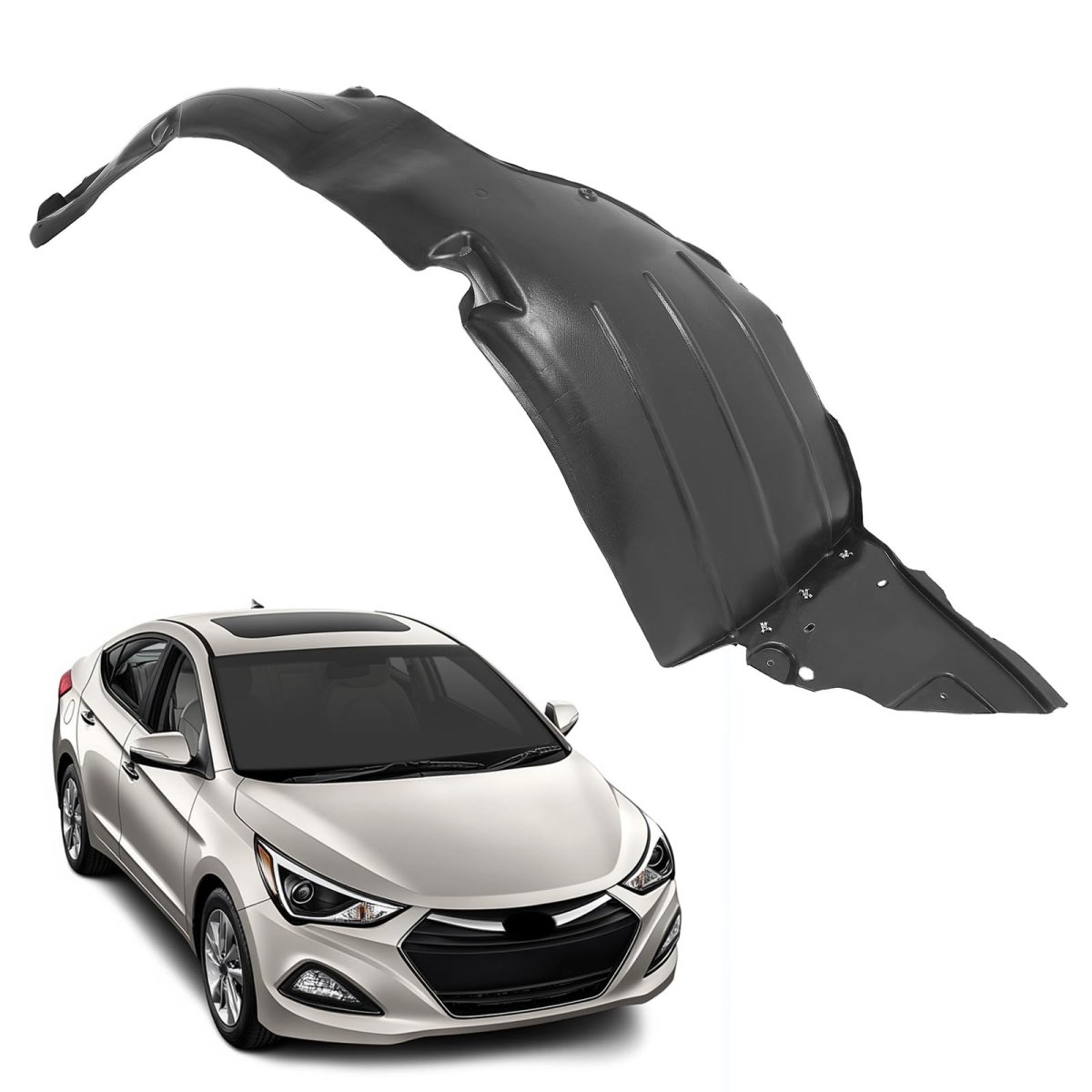 Front Fender Liner Inner Panel Passenger Side For 2014 2016 Hyundai Elantra Sedan Replacement 868123y500 Hy1249137 Black Pe