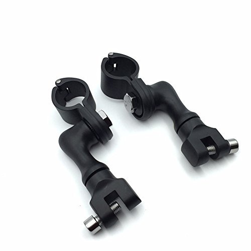Adjustable Highway Peg Mounting Kit For 1 5 In Front Engine Guard Frame Tube Black Short Angled Mounts Goldwing Vtx1300 Shadow