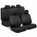 Bdk Polypro Seat Covers Full Set In Solid Black A Front And Rear Split Bench Easy To Install For Auto Trucks Van Suv Car 