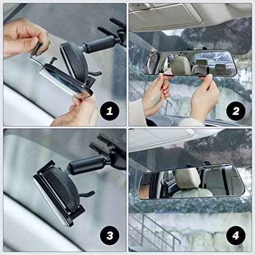Joytutus 12 Inch Panoramic Rearview Mirror Interior Clip-on Wide Angle Convex Universal Rear View To Reduce Blind Spot