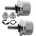 2-pack Chrome Stainless Steel Seat Bolt Nut Kit Compatible For Wide Glide Model Silver 