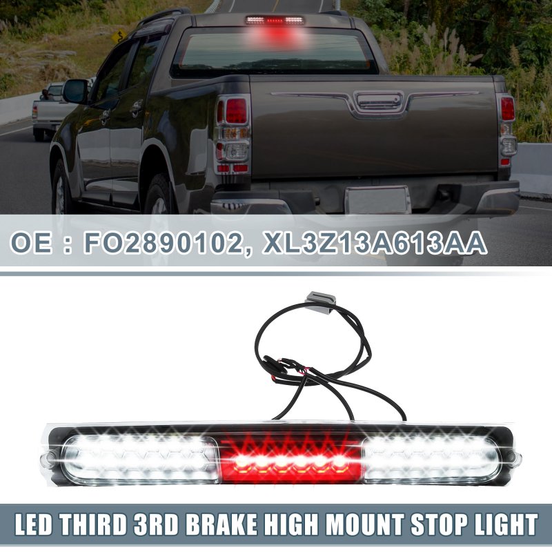 A Absopro Led Third 3rd Brake High Mount Stop Light Xl3z13a613aa Tail Cargo For Ford F150 1997-2003 Chrome Tone Housing Clear
