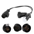 Trailer Connector 13 To 7 Pin Plastic Adaptor Cord With Brass Contacts For Caravan And Commercial Vehicle Use
