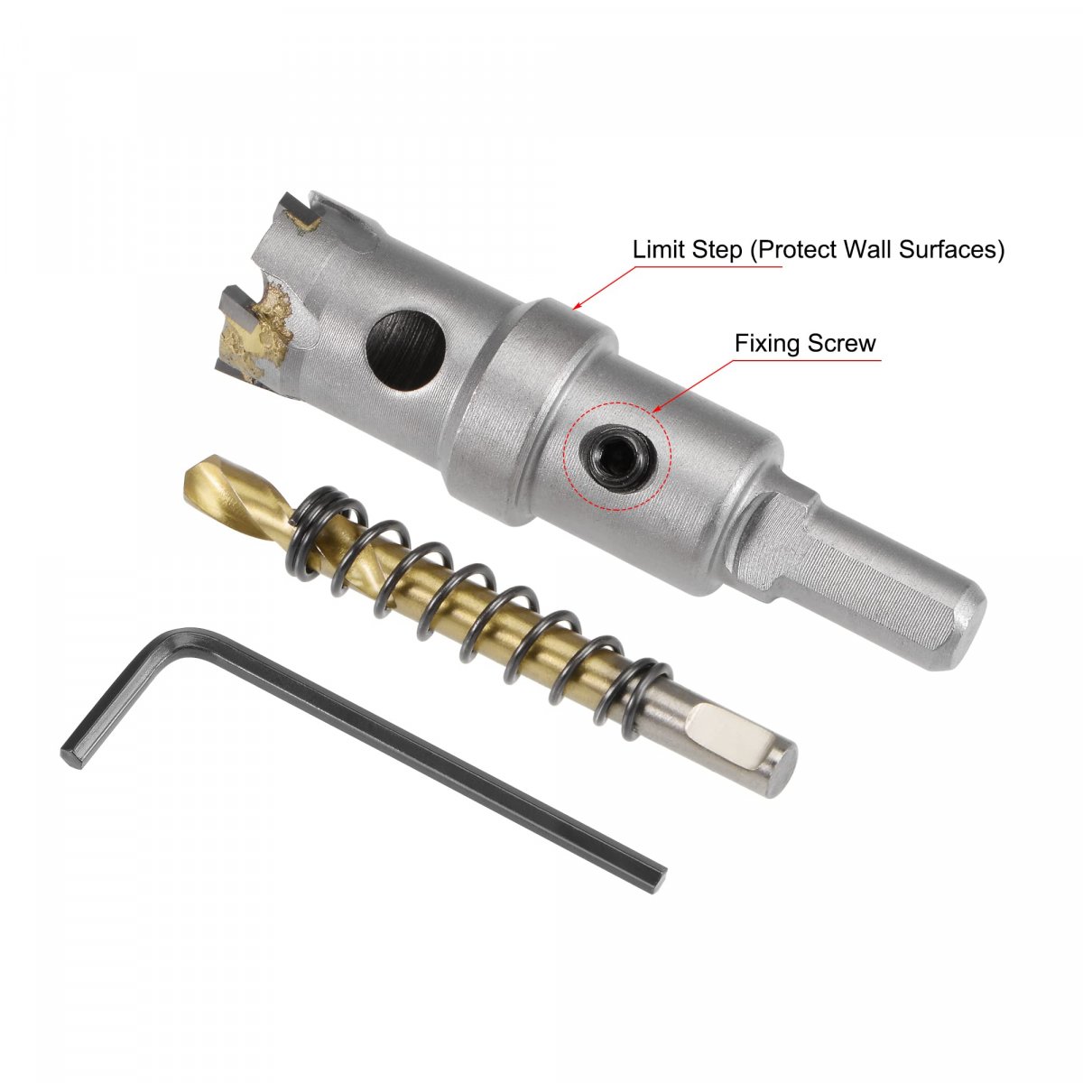 21mm Carbide Hole Cutter Saws For Stainless Steel Sheet Metal Non-slip Triangular Shank Limit Step With Titanium Coated Center