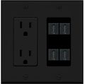 Riteav 2 Gang Decorative 15a Power Outlet 4 Hdmi Black Wall Plate 