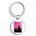 Kyudo Archer Japan Kendo Sport Round Stainless Steel Metal Keychain Double Sided Design Silver Small 