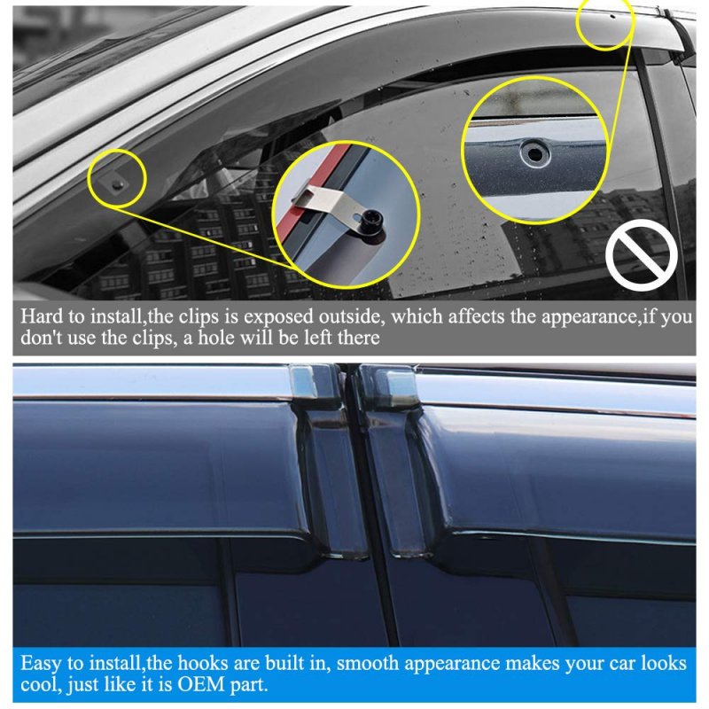 Vesul Tape On Window Wind Deflector Rain Guard For Honda Fit 2021 Polycarbonate Visor Shield Cover With 304 Stainless Steel
