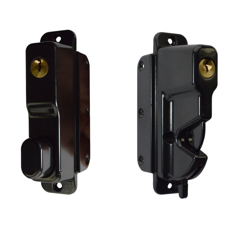 Keystone Black Zinc Diecast Metal Key Lockable 2 Sided Gate Latch Keyed Alike For Vinyl Wood Or Gates Kladv-m2-bk-ka