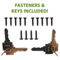 Keystone Black Zinc Diecast Metal Key Lockable 2 Sided Gate Latch Keyed Alike For Vinyl Wood Or Gates Kladv-m2-bk-ka