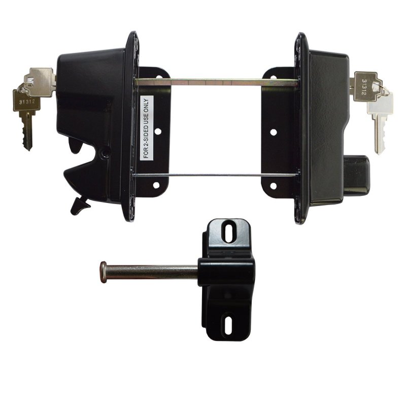 Keystone Black Zinc Diecast Metal Key Lockable 2 Sided Gate Latch Keyed Alike For Vinyl Wood Or Gates Kladv-m2-bk-ka