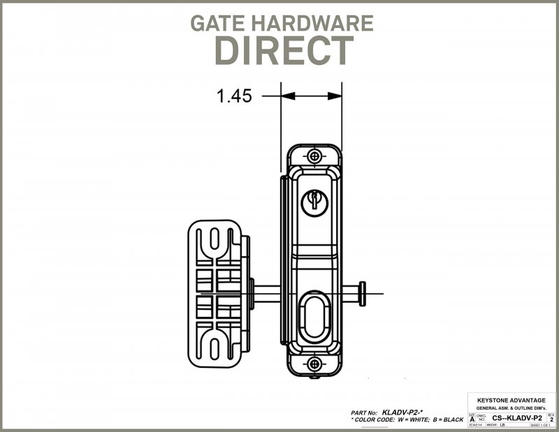 Keystone Black Zinc Diecast Metal Key Lockable 2 Sided Gate Latch Keyed Alike For Vinyl Wood Or Gates Kladv-m2-bk-ka