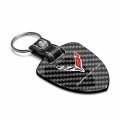 Ipick Image Real Black Carbon Fiber Large Shield-style Key Chain Official Licensed For Chevrolet Corvette C8