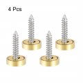 Uxcell Mirror Screws Decorative Caps Cover Nails Polished Gold 12mm 4pcs
