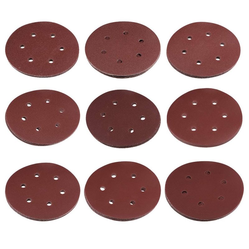 45pcs 6 Inch Hole Hook And Loop Sanding Discs Set 80 100 120 150 180 240 320 400 600 Grit Aluminum Oxide Sandpaper