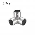 Uxcell Rail Elbow Fitting 90 Degree 3-way Zinc Alloy Pipe Connector Brushed For 25mm 1 Od Handrail Railing 2 Pcs