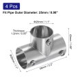 4pcs 3-way Pipe Fitting Connector Fit 1 Inch 25mm Od Stainless Steel Structural Chain Link Fence Clamp