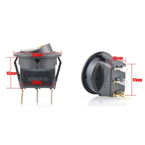Red Round Rocker Toggle Led Switch 12v Dc 20a 3 Pin Spst On Off Illuminated Control For Car Marine Rv Boat Pieces