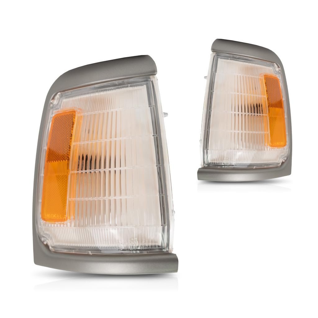 Parking Cornering Light Pair For 1989 1991 Toyota Pickup Dlx Sr5 Driver And Passenger Side Amber Clear Lens With Gray Trim
