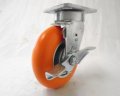 6 X 2 Kingpinless Swivel Caster With Brake Orange Polyurethane Wheel 1200 Lbs Tool Box 
