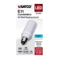 Satco 5w T6 Led Mini Candelabra Bulb Frost Finish 5000k Natural Light 120 Volt Residential Commercial Indoor Enclosed Fixtures