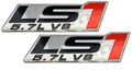 2x Pair Set Ls1 5 7l V8 Red Engine Emblems Badges Highly Polished Aluminum Chrome Silver For Pontiac Trans Am Firebird Ws6