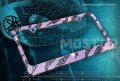 Jr2 Premium Bling Purple Black Zebra Designed Purple Cap-c Type Crystal Diamond Rhinestone-metal Chrome License Plate Frame 