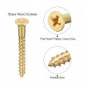 Uxcell Brass Wood Screws M3x25mm Phillips Flat Head Self Tapping Connector For Door Cabinet Wooden Furniture 100pcs
