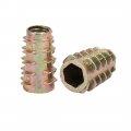 Uxcell M6x18mm Hex Socket Threaded Insert Nuts Bronze Tone 30pcs For Wood Furniture