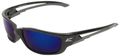 Edge Eyewear Sk-xl118 Kazbek Xl Safety Glasses Black With Blue Mirror Lens 