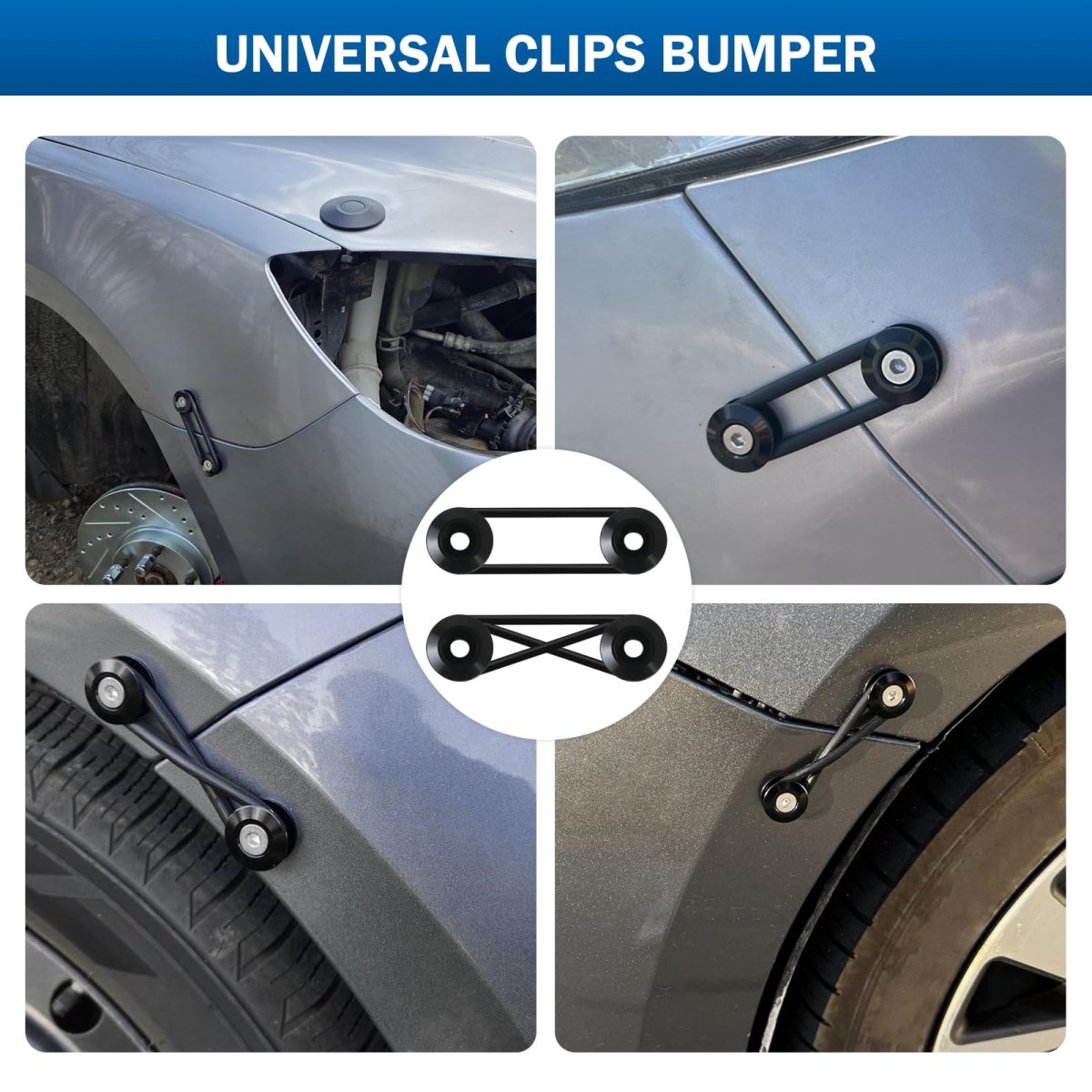 Grabote Universal Bumper Clips Front Rear Quick Release Kit Holders Compatible With Cars 4x Black Tabs And 12x Customized