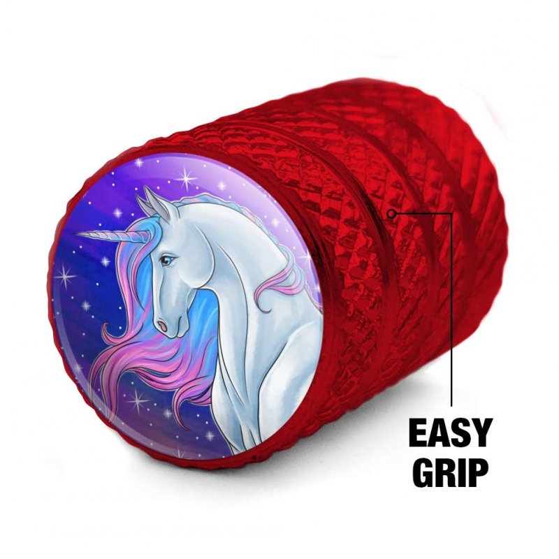 Majestic Unicorn Pink Purple Blue Tire Rim Wheel Aluminum Valve Stem Caps