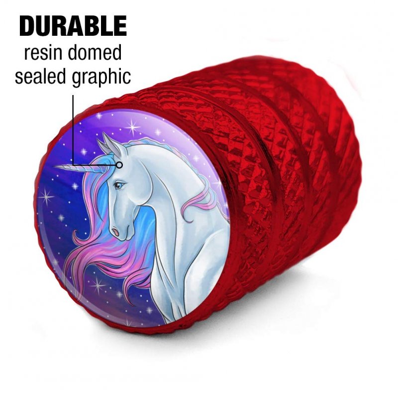 Majestic Unicorn Pink Purple Blue Tire Rim Wheel Aluminum Valve Stem Caps
