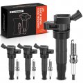 A-premium Set Of 4 Ignition Coil Pack And Iridium Spark Plugs Compatible With Hyundai Sonata 2012-2014 Santa Fe Sport 2013-2015