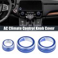 3pcs Air Conditioner Knob Ring Covers Volume Control Button Cover Trim For Honda Crv 2017 2018 2019 2020 2021 Blue