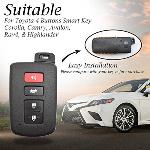 Vitodeco Toyota Genuine Leather Keyless Entry Remote Control Smart Case Cover With Key Chain For Corolla Camry Avalon Rav 4