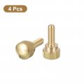 Uxcell M4x12mm Knurled Thumb Screws 4pcs Brass Bolts With Shoulder Grip Knobs Fasteners Tone