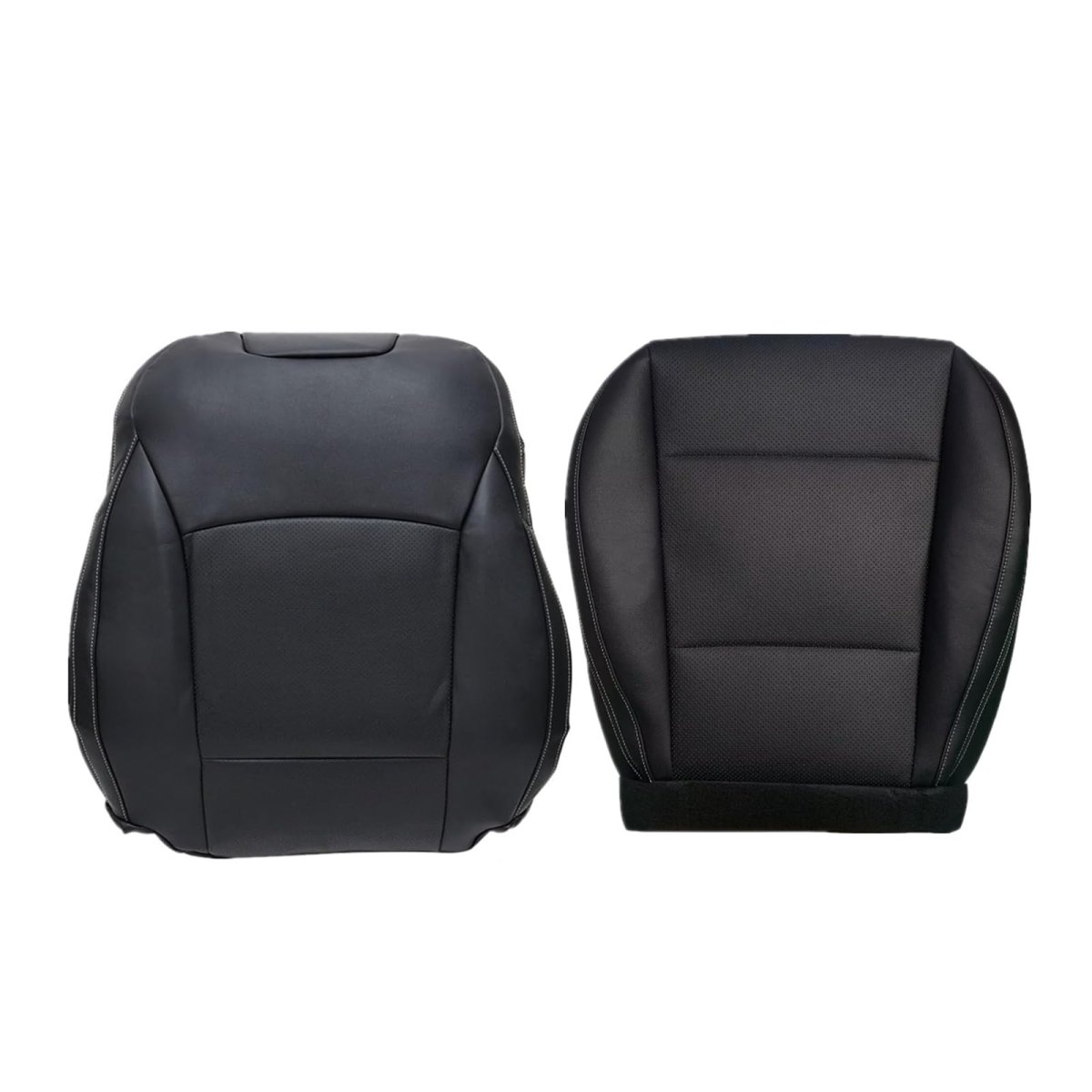 Driver Side Bottom And Top Lean Back Perforated Leather Seat Cover Black For Outback 2015 2016 2017 2018 2019 White Stitching