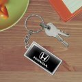Graphics More Rectangle Honda Logo Keychain In Chrome Plated Metal