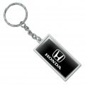 Graphics More Rectangle Honda Logo Keychain In Chrome Plated Metal
