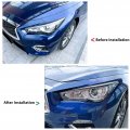 Car Eyelids Sticker 2pcs Headlight Eyebrow Cover Left Right Front Eyelid Trim Replacement For Infiniti Q50 2014 To 2023 Carbon
