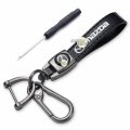 Genuine Leather Car Logo Keychain For Men And Women Black Mzd Key Ring With Zinc Alloy D Screwdriver Included 