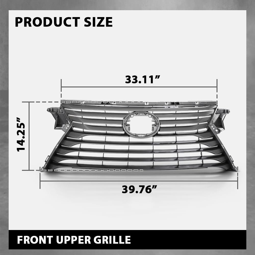 Front Bumper Upper Grille For Lx Rx350 2016 2018 Rx450h 2019 And Rx350l Gray Part 531110e170 Lx1200180