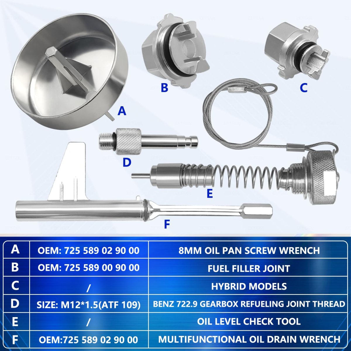 6 Piece Metal Transmission Oil Filling Tool For Benz 725 0 9 Speed Includes Level Inspection Hybrid Models