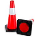 18 High Hat Cones In Fluorescent Orange With Reflective Sleeve And Black Base For Indoor Outdoor Traffic Work Area Safety 