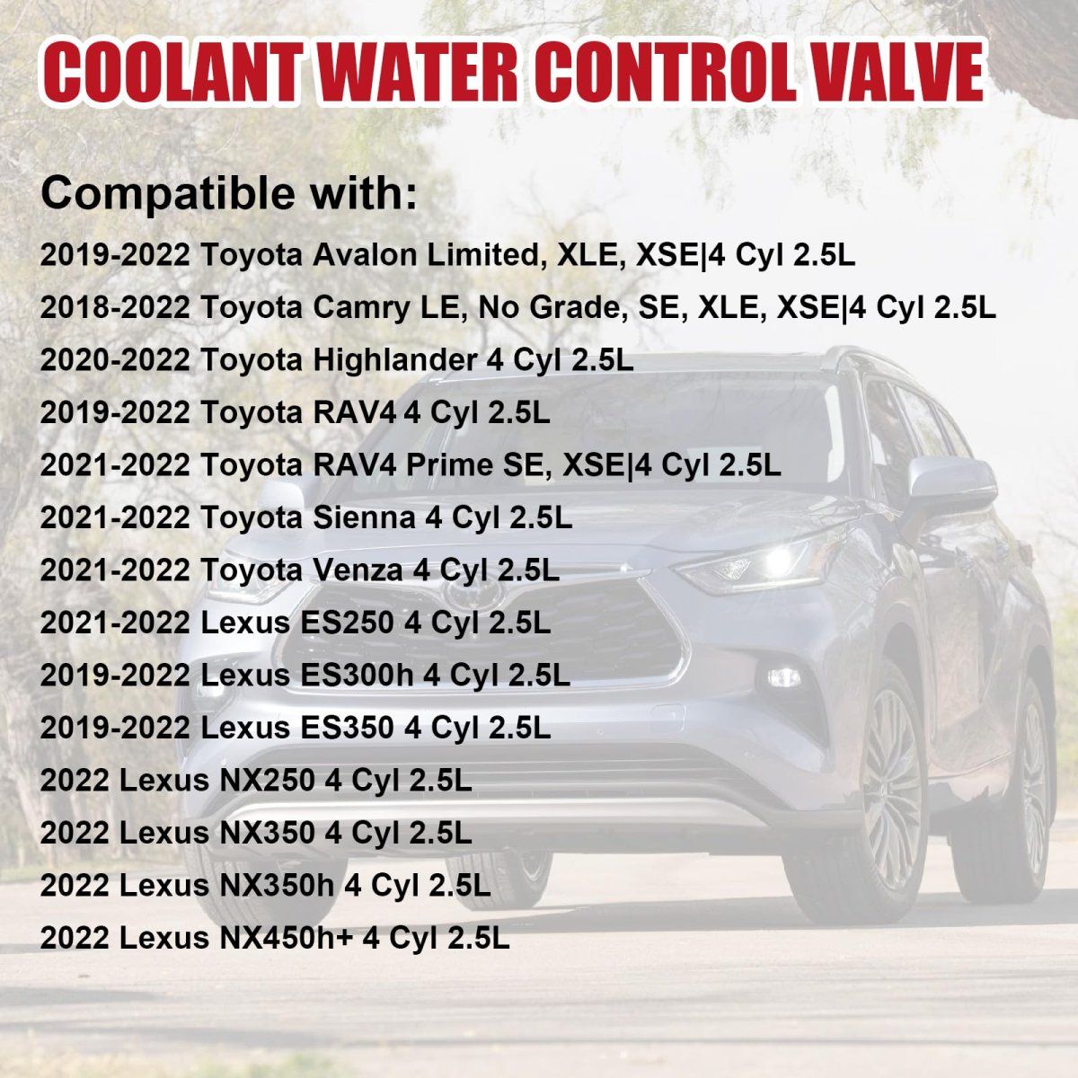 Coolant Water Control Valve For Toyota Camry Avalon Rav4 Highlander Sienna Venza 2018 2022 And Lexus Es Nx Replace 16671 25010